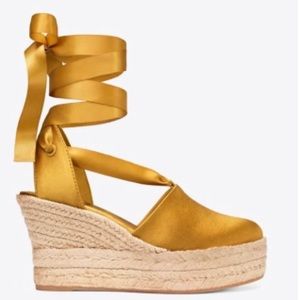 Tory Burch mustard yellow espadrilles